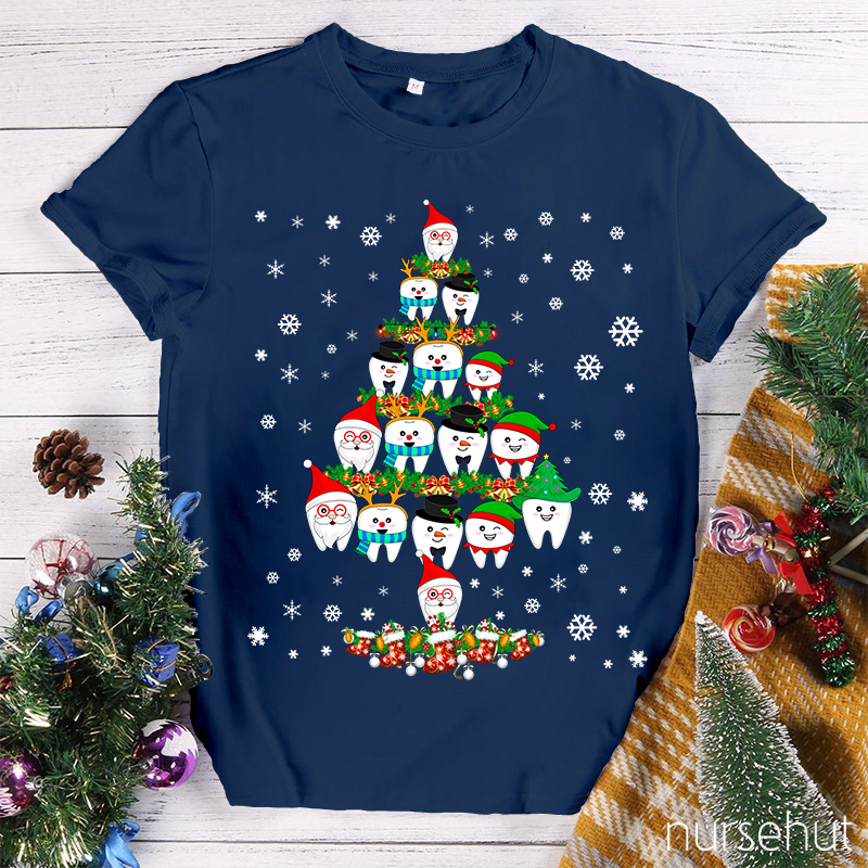 Merry Christmas Teeth Tree Nurse T-Shirt