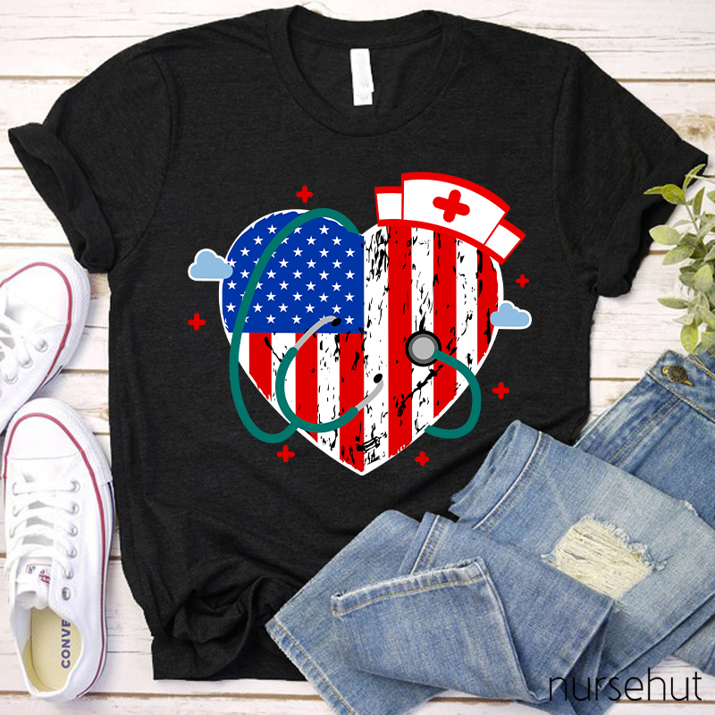 Independence Day Heart Nurse T-Shirt