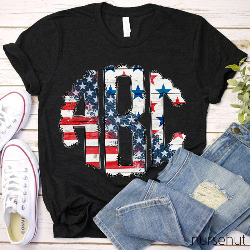Personalized Independence Day ABC Letters Nurse T-Shirt
