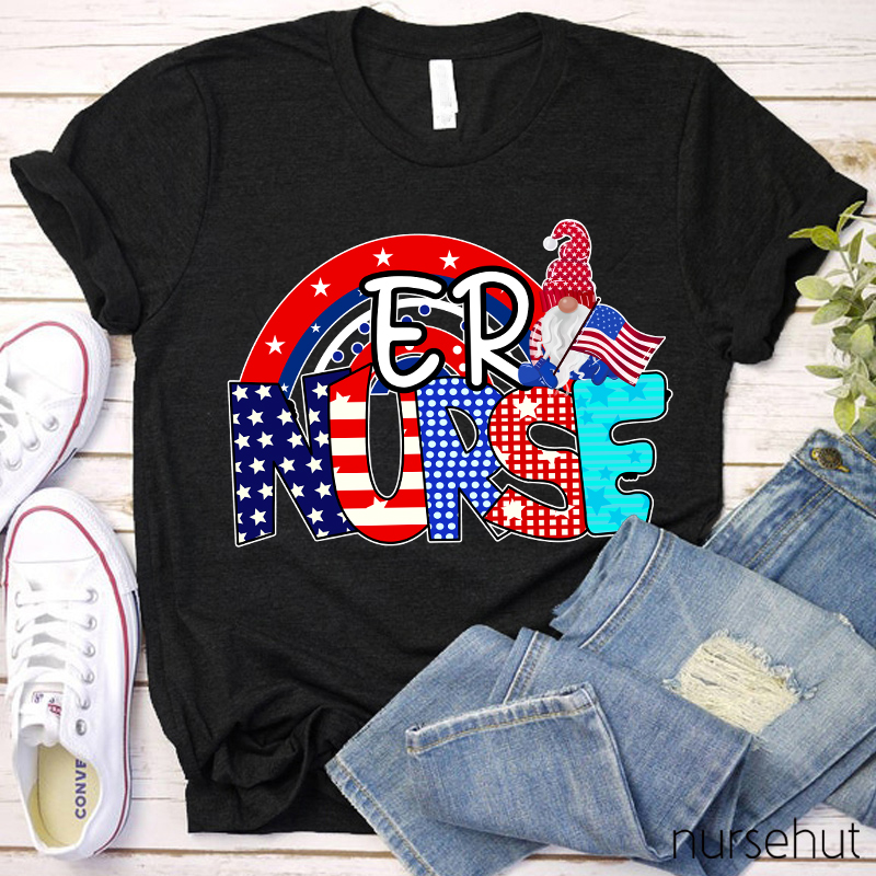 Personalized Department Independence Day ER Nurse T-Shirt