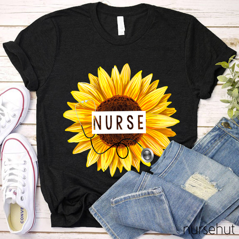 Sunflower And Stethoscope Nurse T-Shirt