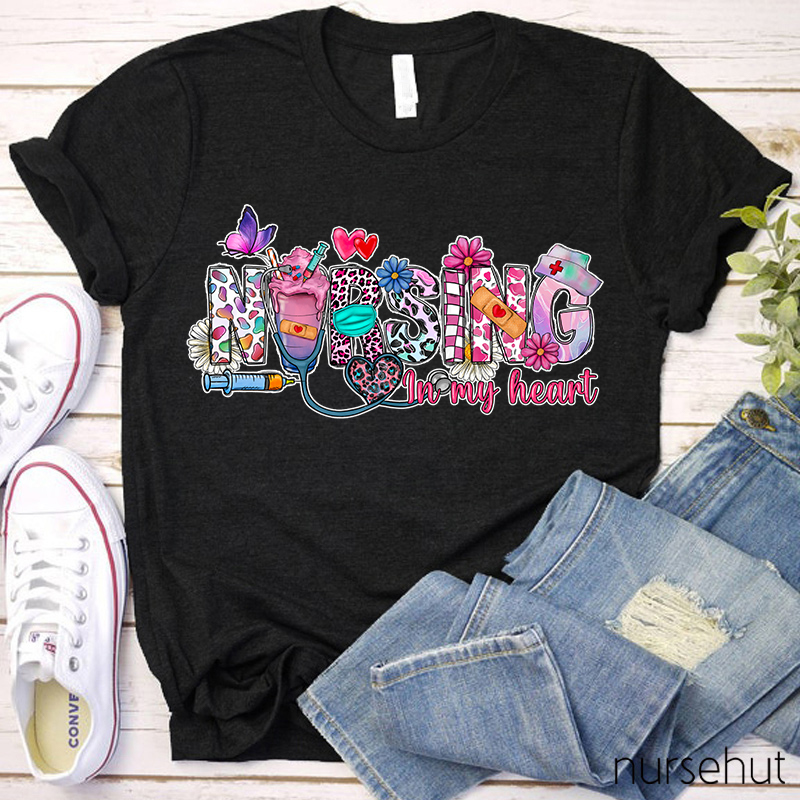 Nurse On My Heart Nurse T-Shirt