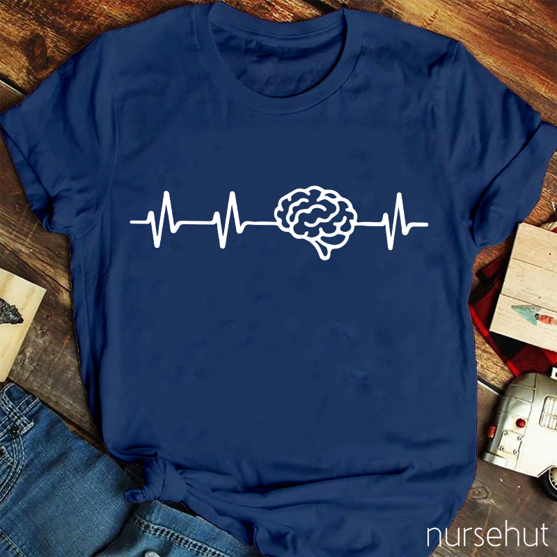 Funny Brain Heartbeat Nurse T-Shirt