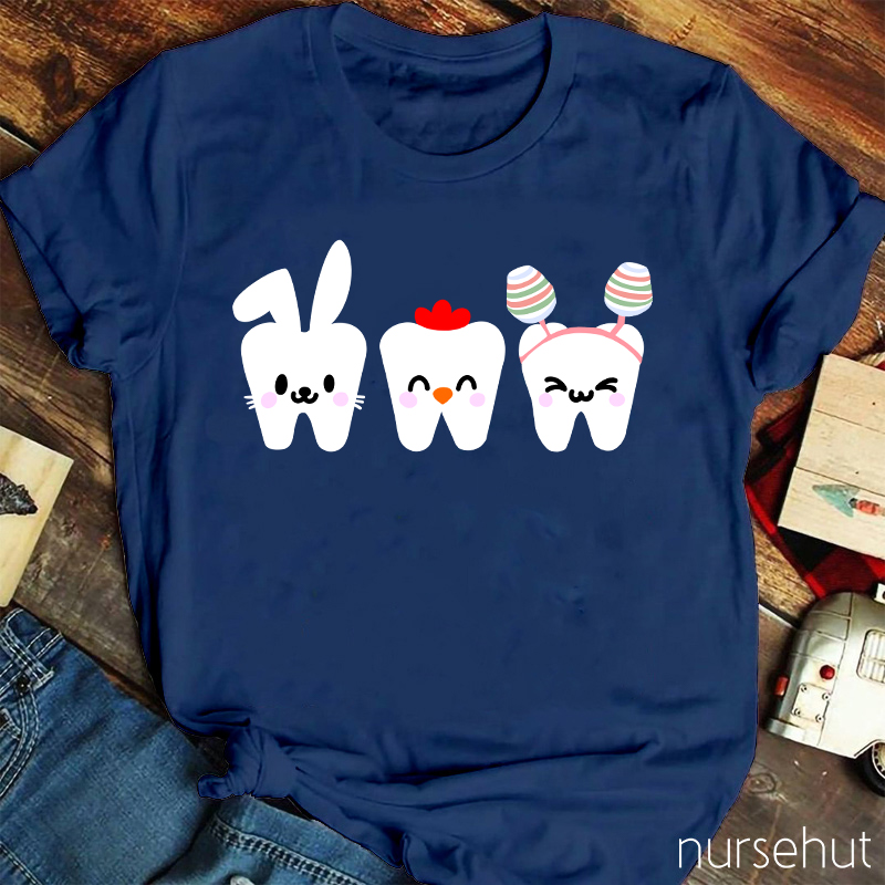 Tooth Bunny Chick Easter Nurse T-Shirt