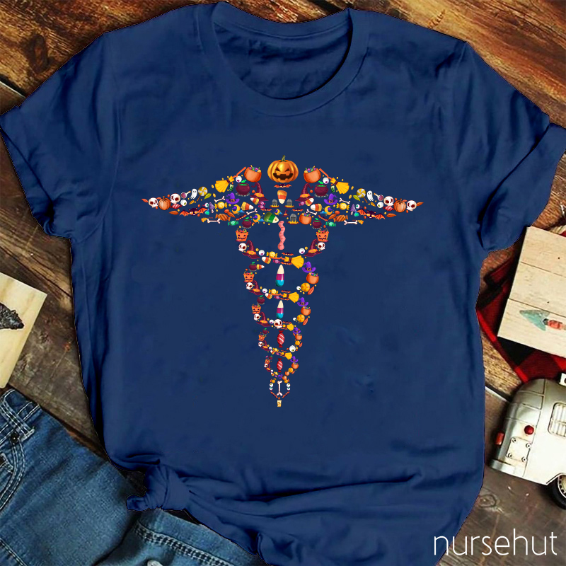 Halloween Rod of Asclepius Nurse T-Shirt