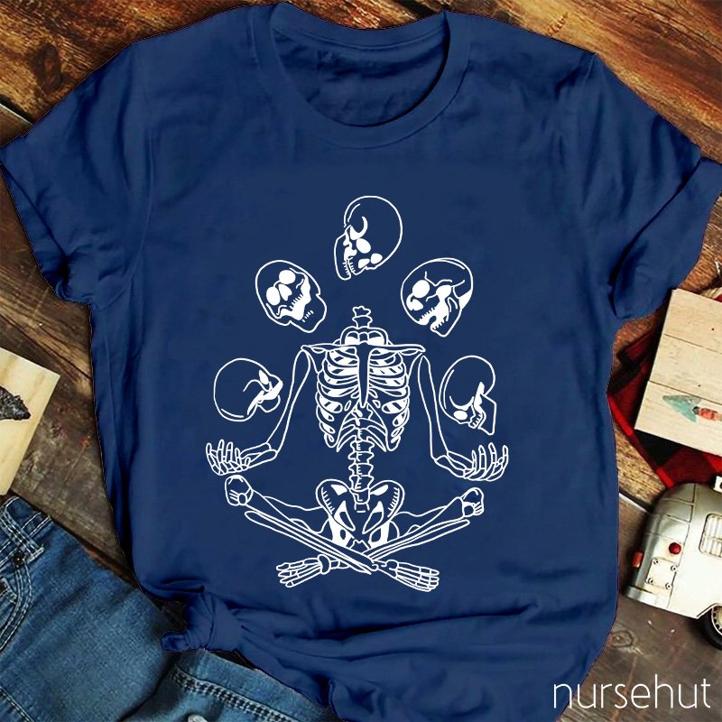 Halloween Sitting Skull Nurse T-Shirt