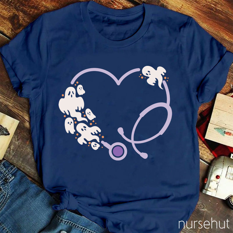 Ghost Stethoscope Heart Nurse T-Shirt