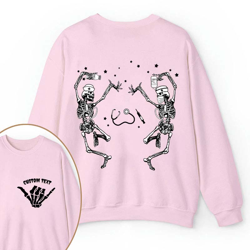 Personalized Dancing Skeleton Nurse Two Sided Sweatshirt