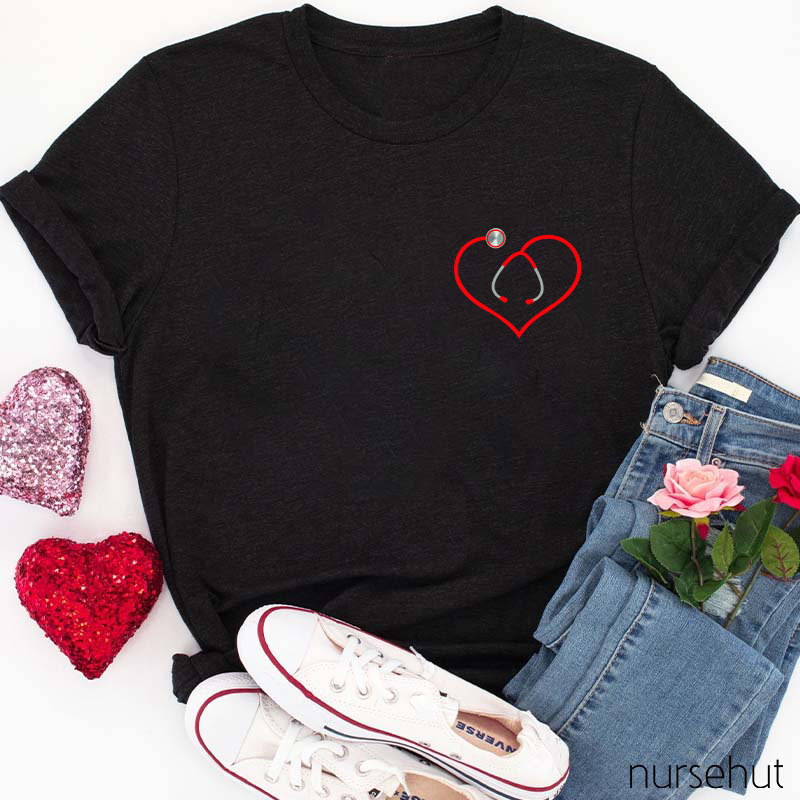 Heart-Shaped Stethoscope Nurse T-Shirt