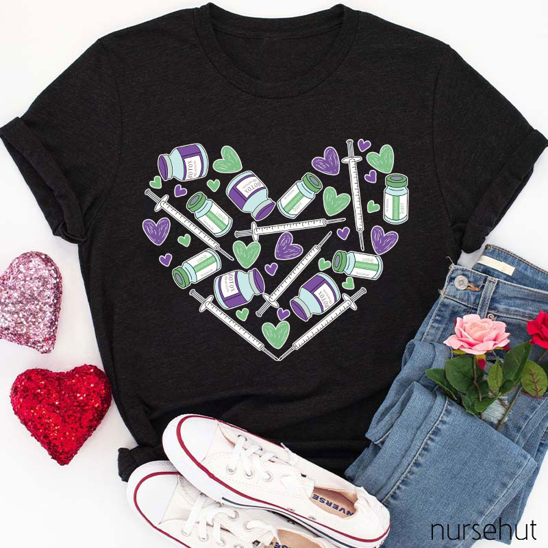 Heart-Shaped Botox And Syringe Nurse T-Shirt