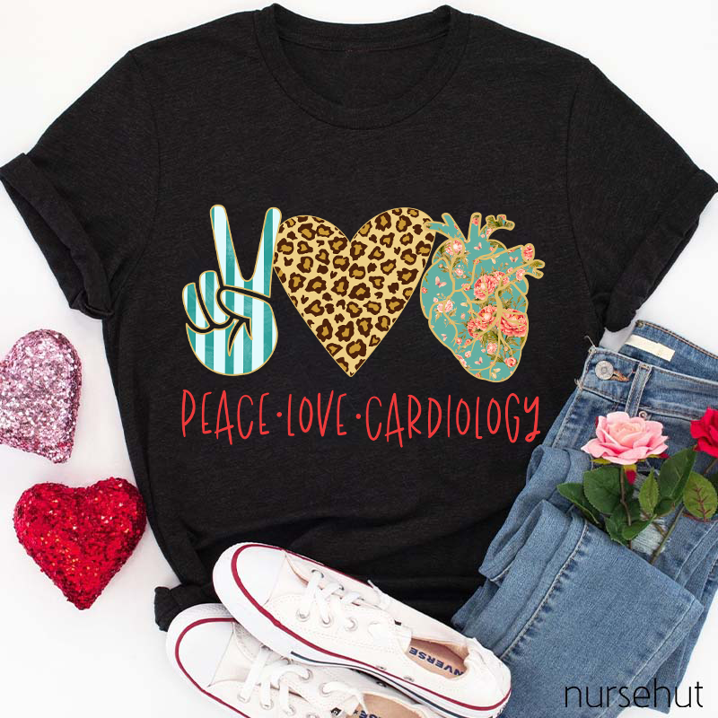 Peace Love Cardiology Nurse T-Shirt