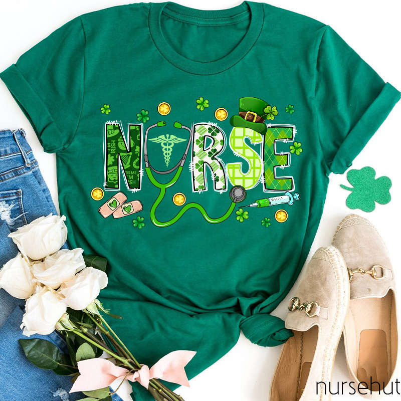 Irish Nurse St Patricks Day Shirt Stethoscope Heartbeat T-Shirt Irish Nurse St Patricks Day Shirt Stethoscope Heartbeat T-Shirt