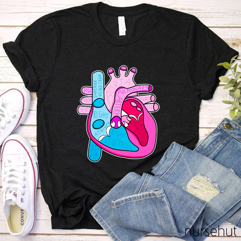 Cardiology Anatomy Of Heart Nurse T-Shirt