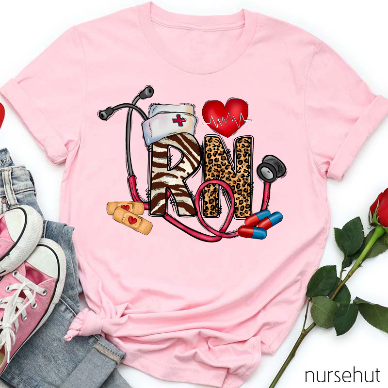 Leopard Print RN Nurse T-Shirt