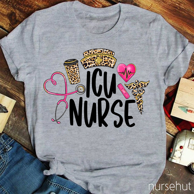 Leopard ICU Nurse T-shirt
