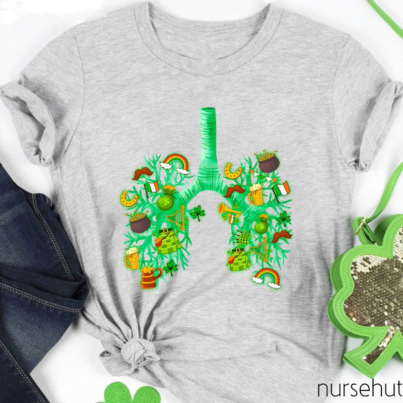 St. Patrick's Day Lung Tree Nurse T-Shirt