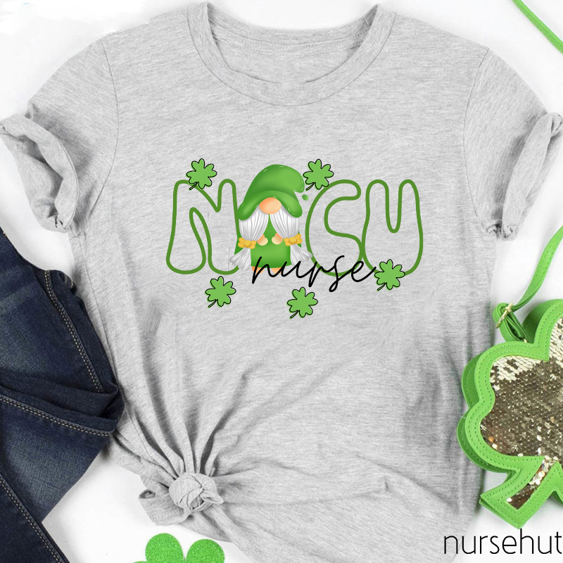 NICU Clover Gnome Nurse T-Shirt