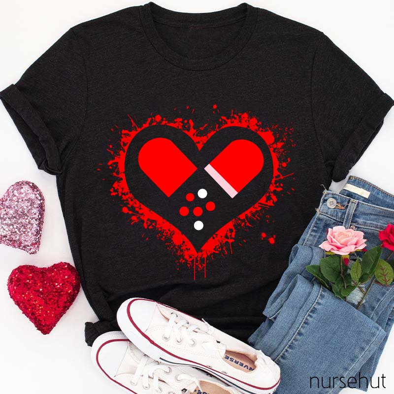 Pharmacist Red Heart Nurse T-Shirt