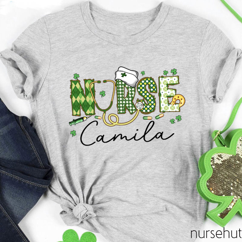 Personalized Name Clover Nurse T-Shirt