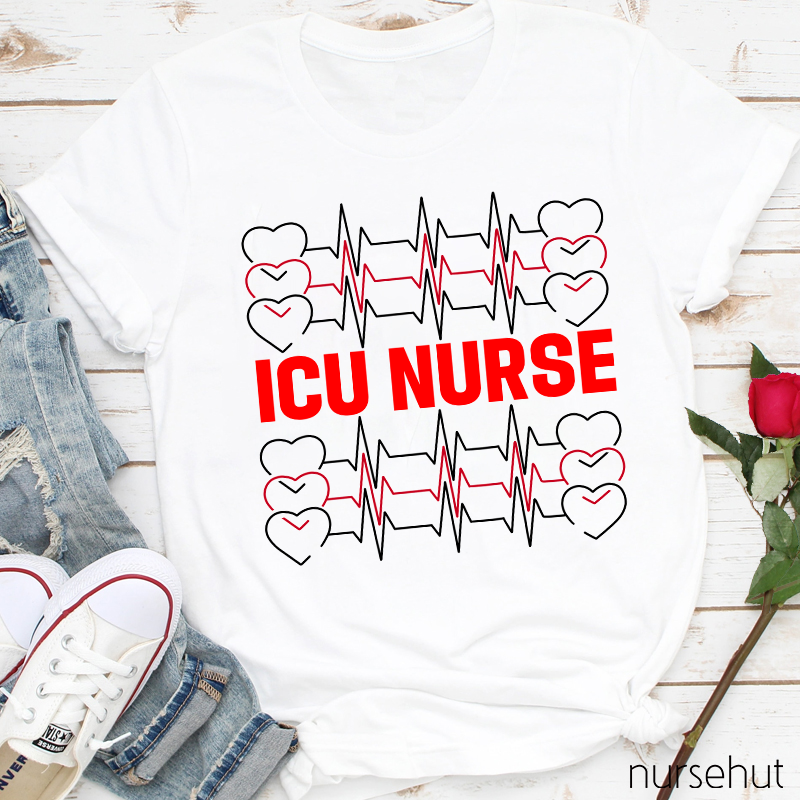 Heart Popping ICU Nurse T-Shirt