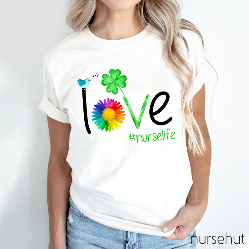Nurselife Love Clover Nurse T-Shirt
