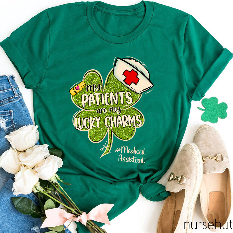 Personalized Title Shamrock My Patients Are My Lucky Charms Nurse T-Shirt