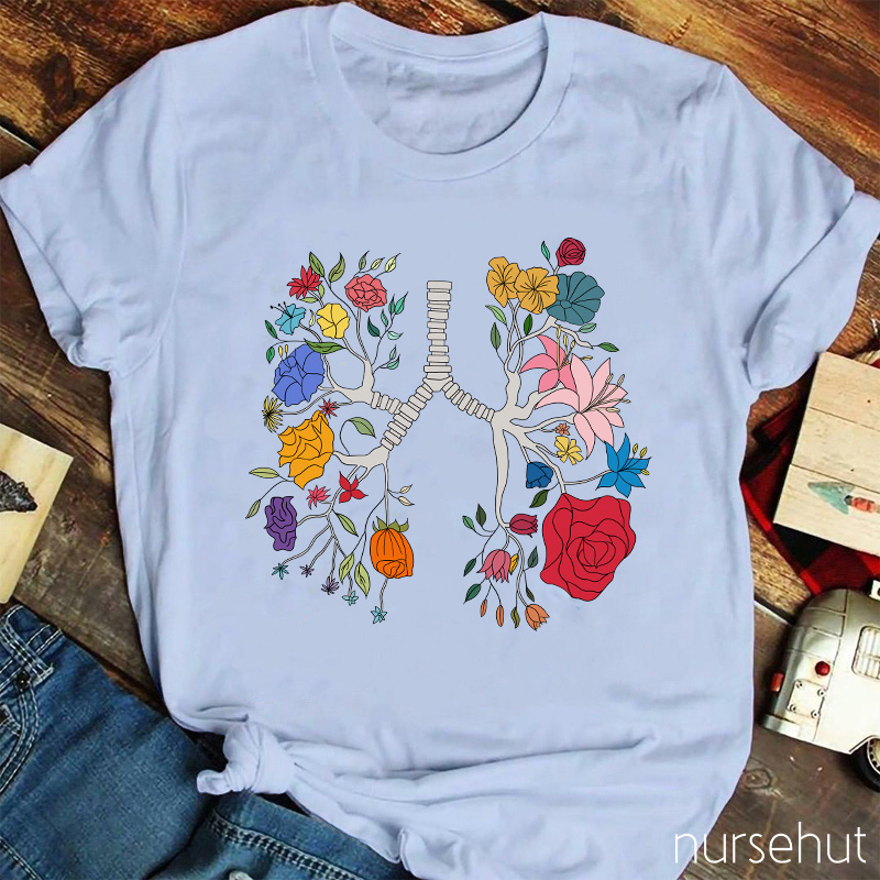 Floral Lungs Nurse T-Shirt