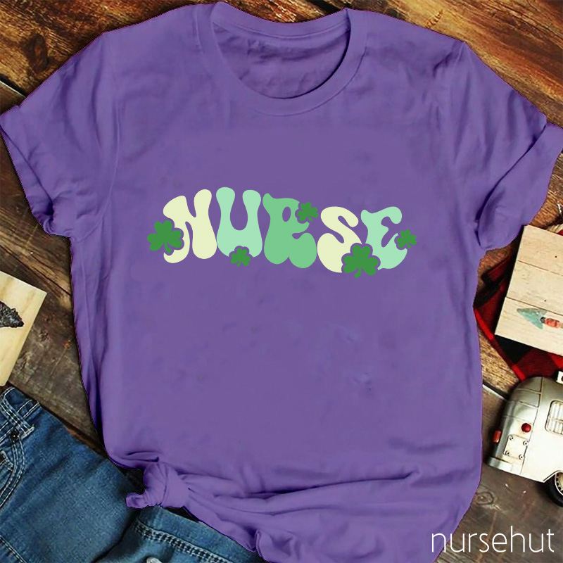 Green Nurse Clovers Nurse T-Shirt
