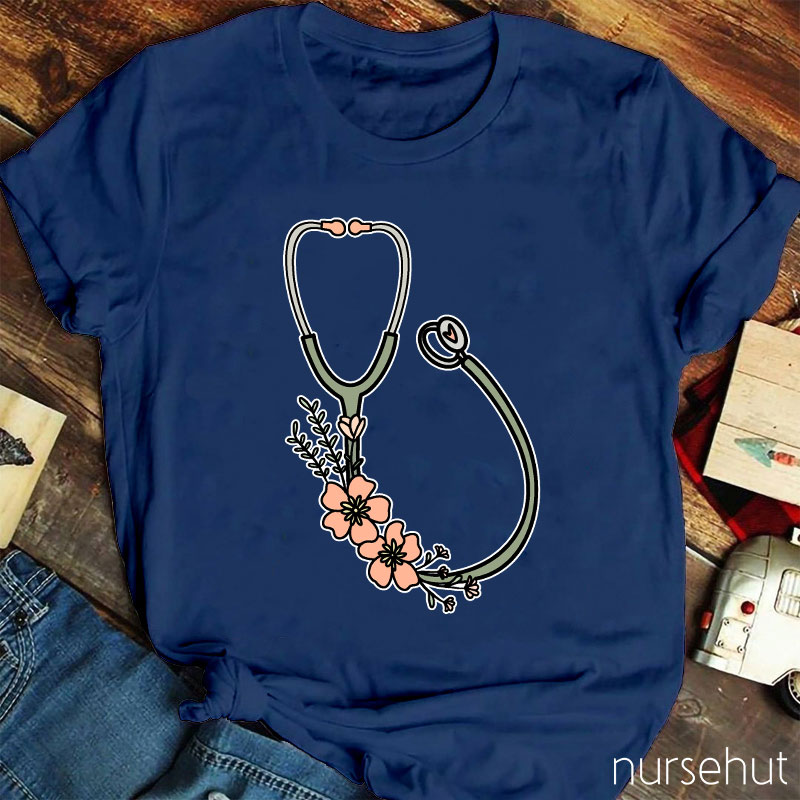 Flower Stethoscope Nurse T-Shirt