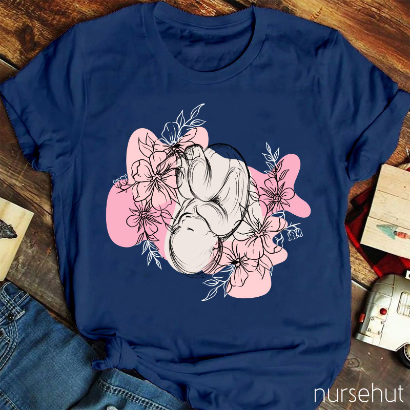 We Saw A Baby Grow In Flowers Nurse T-Shirt