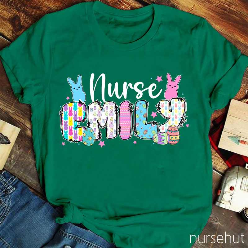 Personalized Bunny Nurse Name Nurse T-Shirt