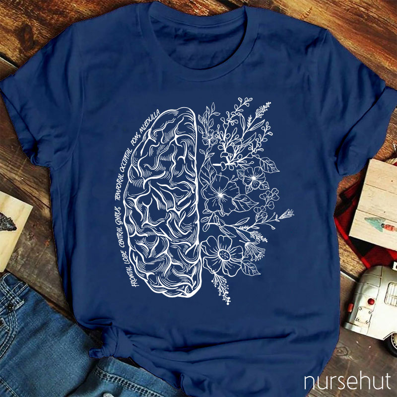 Half Brain And Flower Nurse T-Shirt