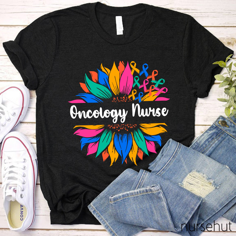 Personalized Colored Sunflower Nurse T-Shirt