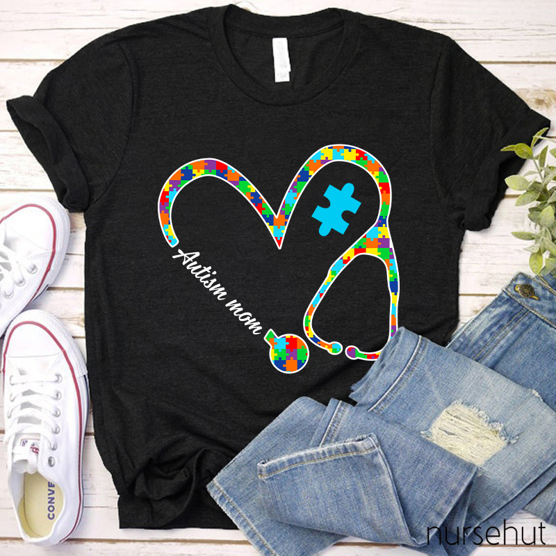 Color Puzzle Stethoscope Nurse T-Shirt