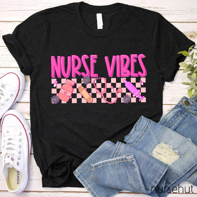 Nurse Life Pink Checkerboard Nurse T-Shirt