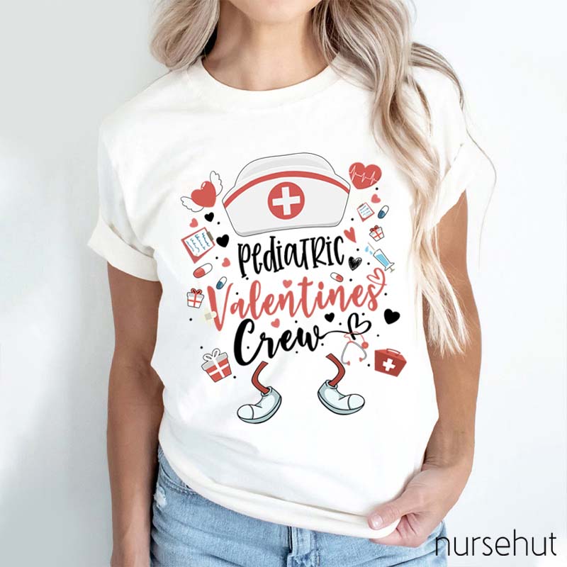 Personalized Department Pediatric Valentines Crew Nurse T-Shirt