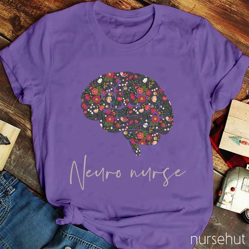 Flower Brain Neuro Nurse T-Shirt