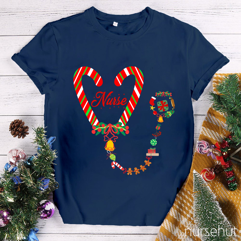 Candy Cane Heart Nurse T-Shirt
