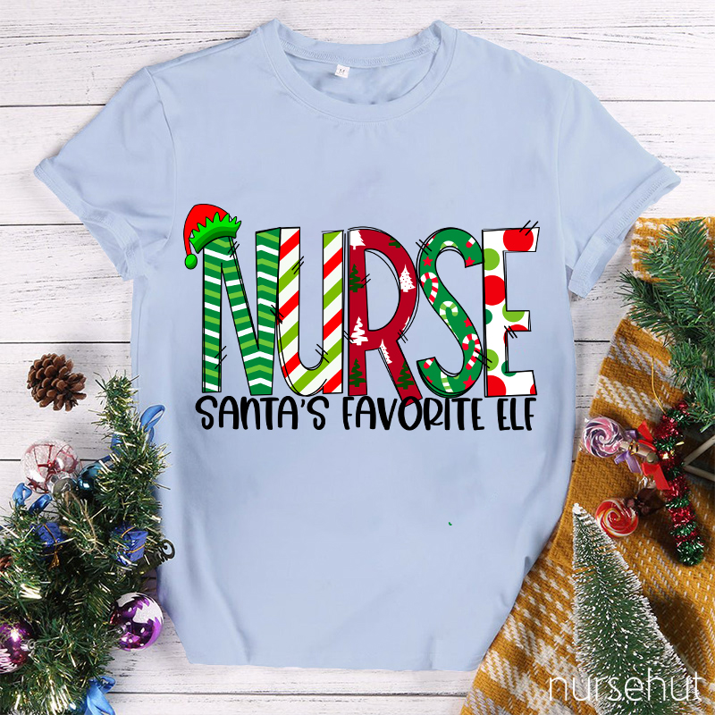 Nurse Santa's Favorite Elf T-Shirt
