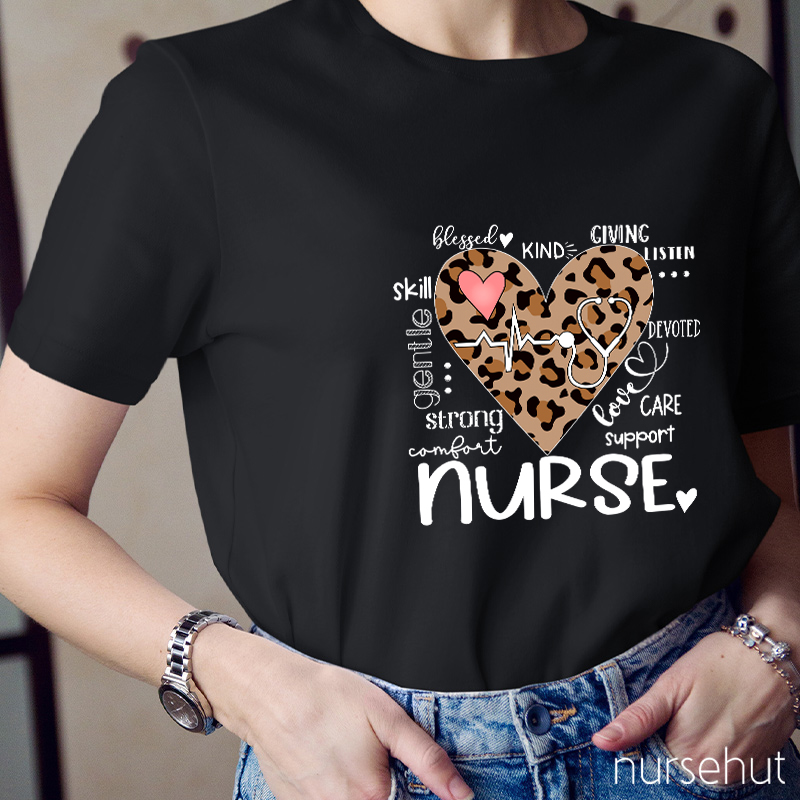 Leopard Excellent Quality Nurse T-Shirt