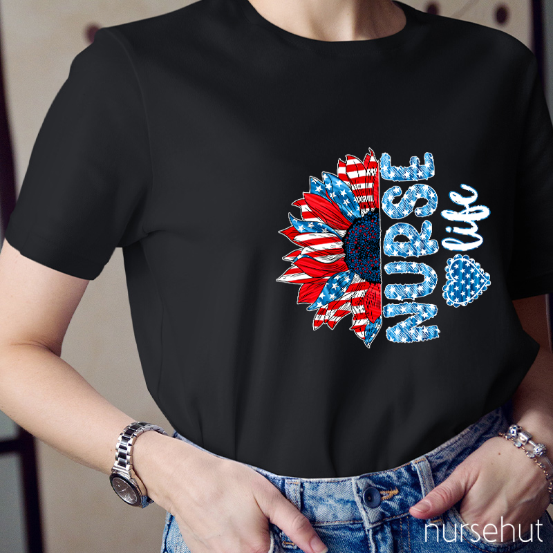 National Flag Sunny Flower Nurse T-Shirt