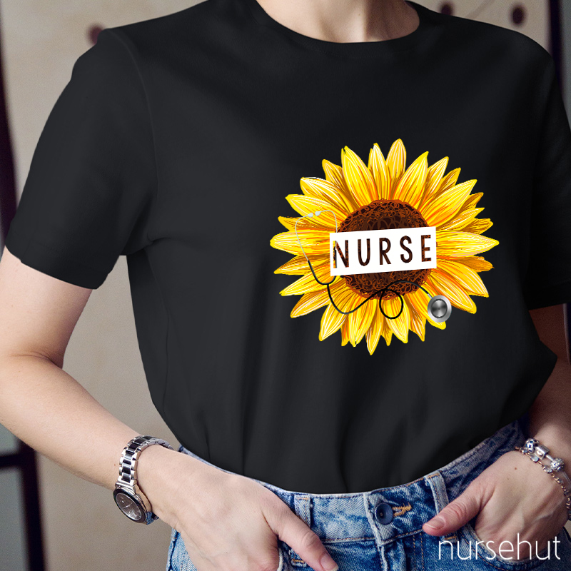 Sunflower And Stethoscope Nurse T-Shirt