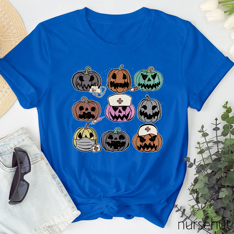 Pumpkins With Various Expressions Nurse T-Shirt