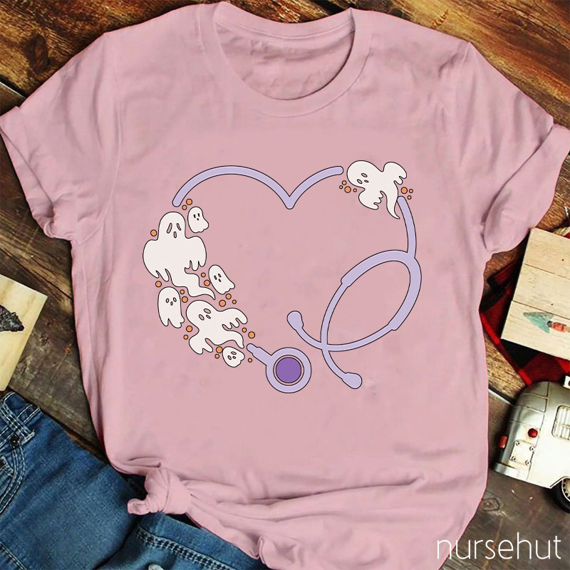 Ghost Stethoscope Heart Nurse T-Shirt