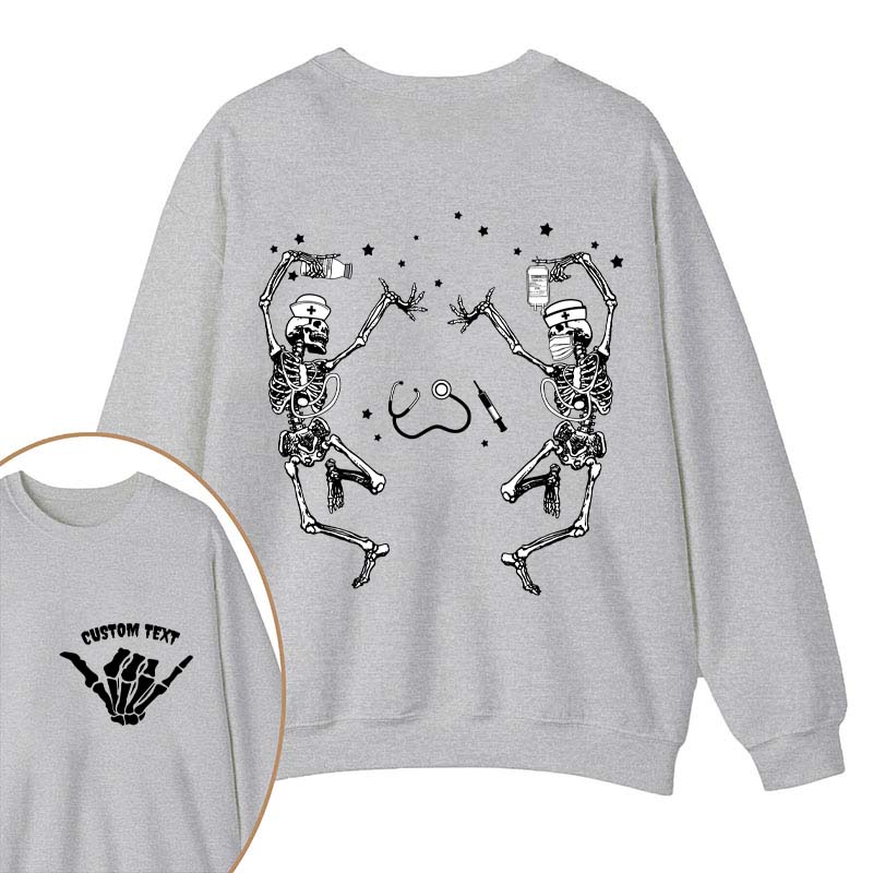 Personalized Dancing Skeleton Nurse Two Sided Sweatshirt