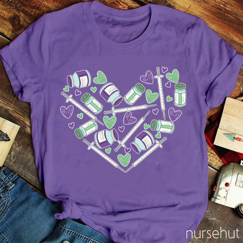 Heart-Shaped Botox And Syringe Nurse T-Shirt