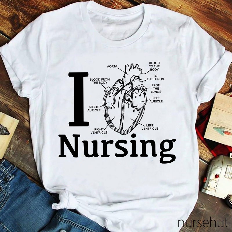 I Love Nursing Anatomical Heart Nurse T-Shirt