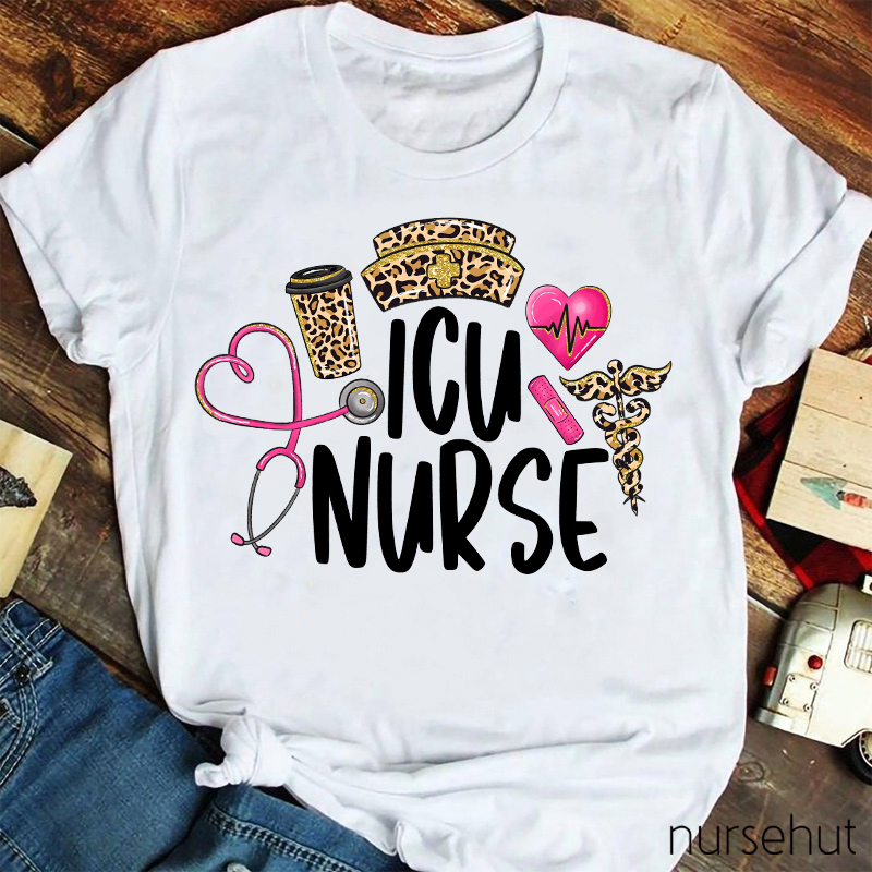 Leopard ICU Nurse T-shirt
