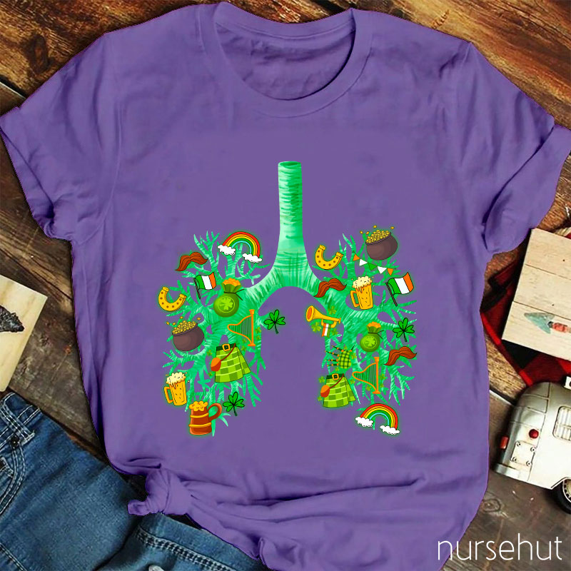 St. Patrick's Day Lung Tree Nurse T-Shirt