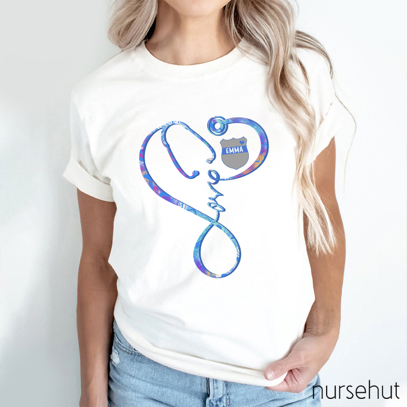 Personalized Love Stethoscope Sheld Nurse T-Shirt